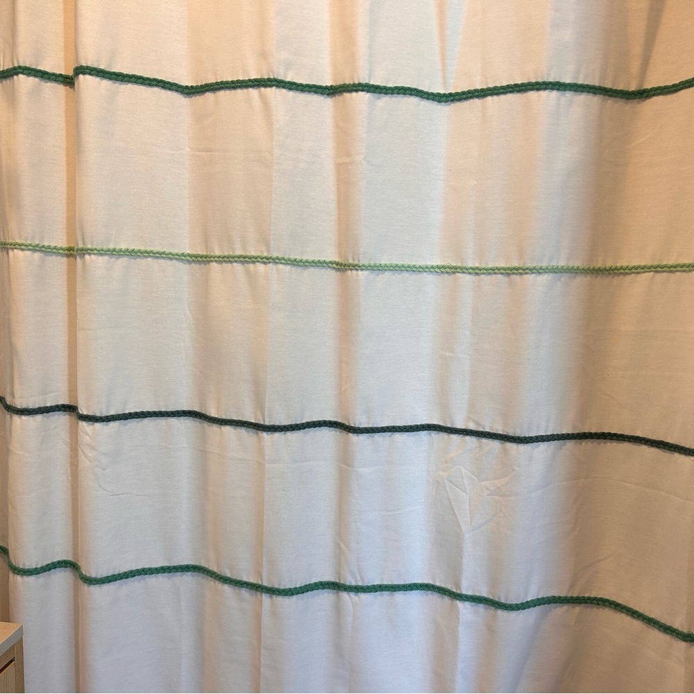 Elegant Cream and Green Shower Curtain by pillowfort